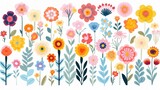  a bunch of flowers that are on a white background with a white background.  generative ai
