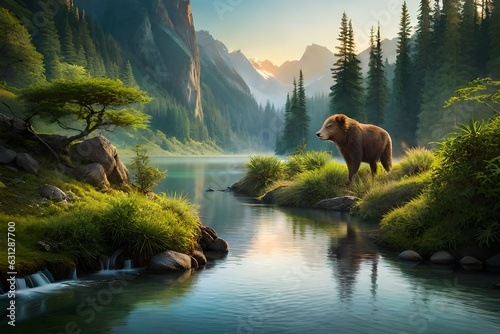 bear in the lake