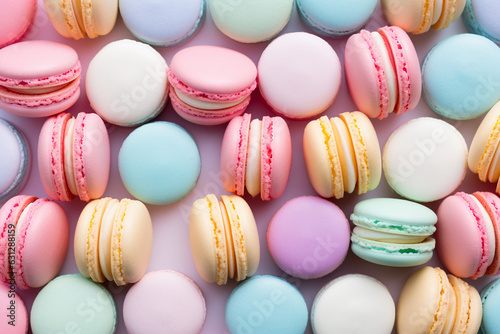 macarons pattern flat lay, pastel colors