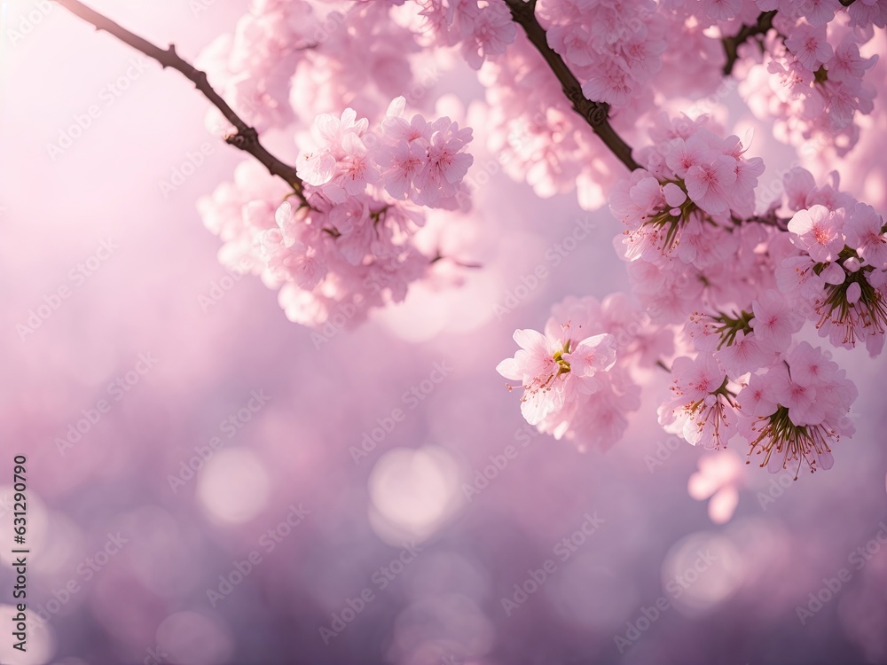 Obraz premium Blooming sakura branch Cherry blossom. ai generative