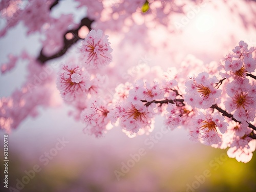 Blooming sakura branch Cherry blossom. ai generative
