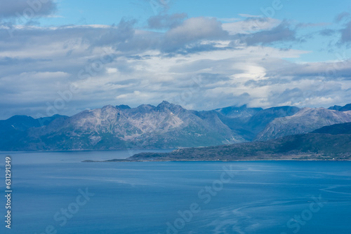 Beautiful landscape of the sea over the mountains of northern Norway