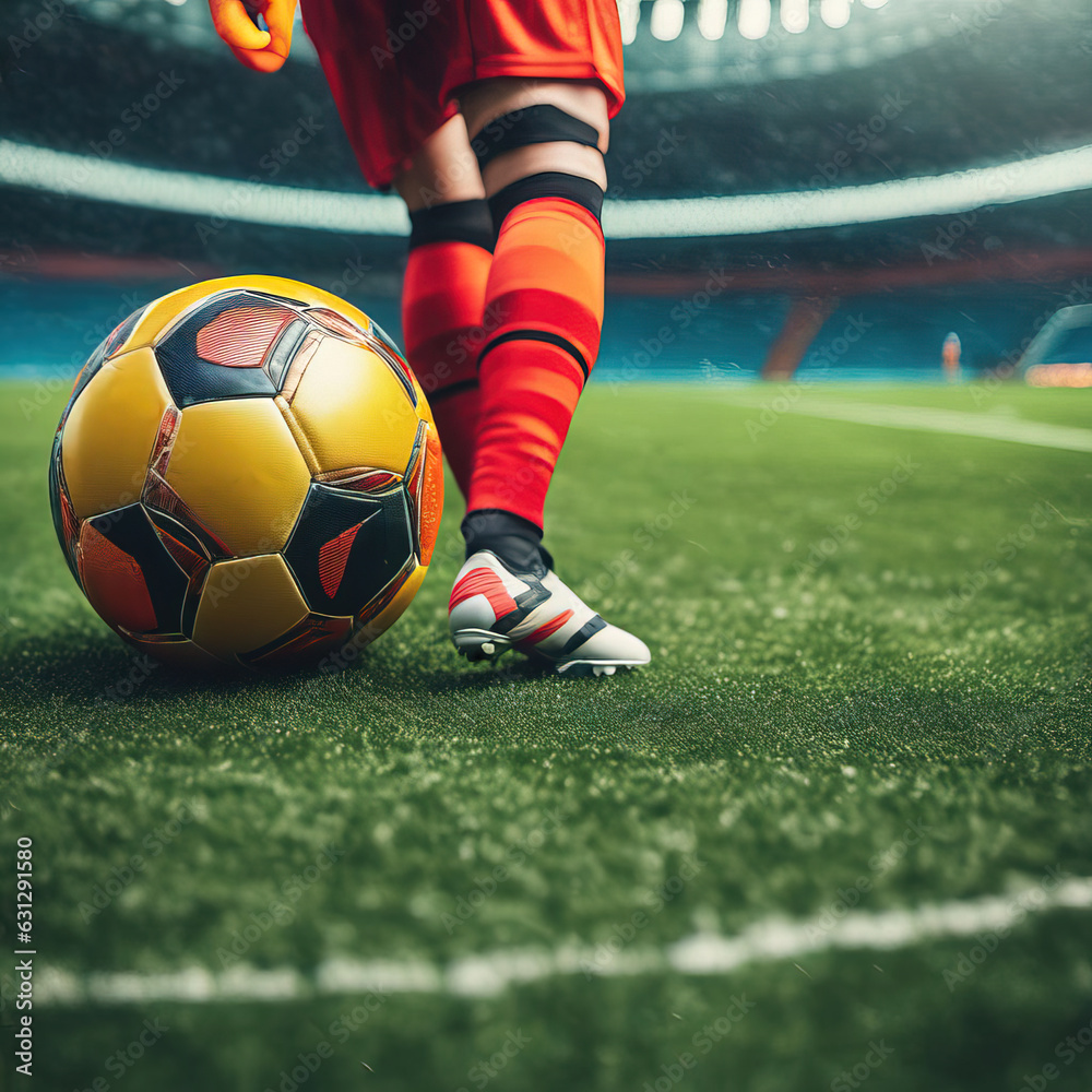soccer ball on soccer stadium