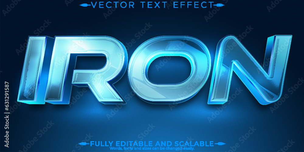 Iron text effect, editable metallic and space text style