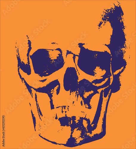 skull silhouette on an orange background