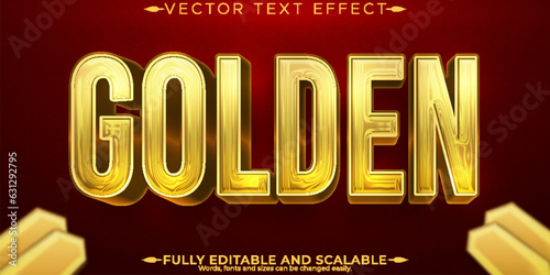 Golden bullion text effect, editable shiny and elegant text style