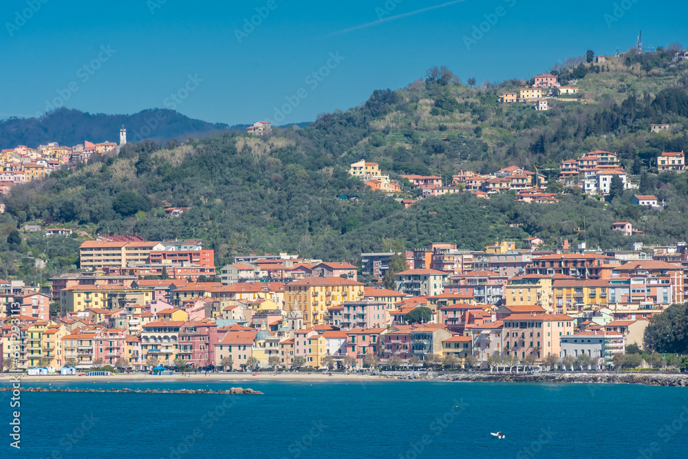 Lerici, Italy,  13 April 2022: View from above of the seaside town