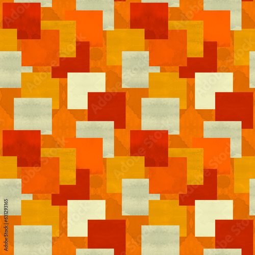 seamless pattern of stacked squares in warm colors