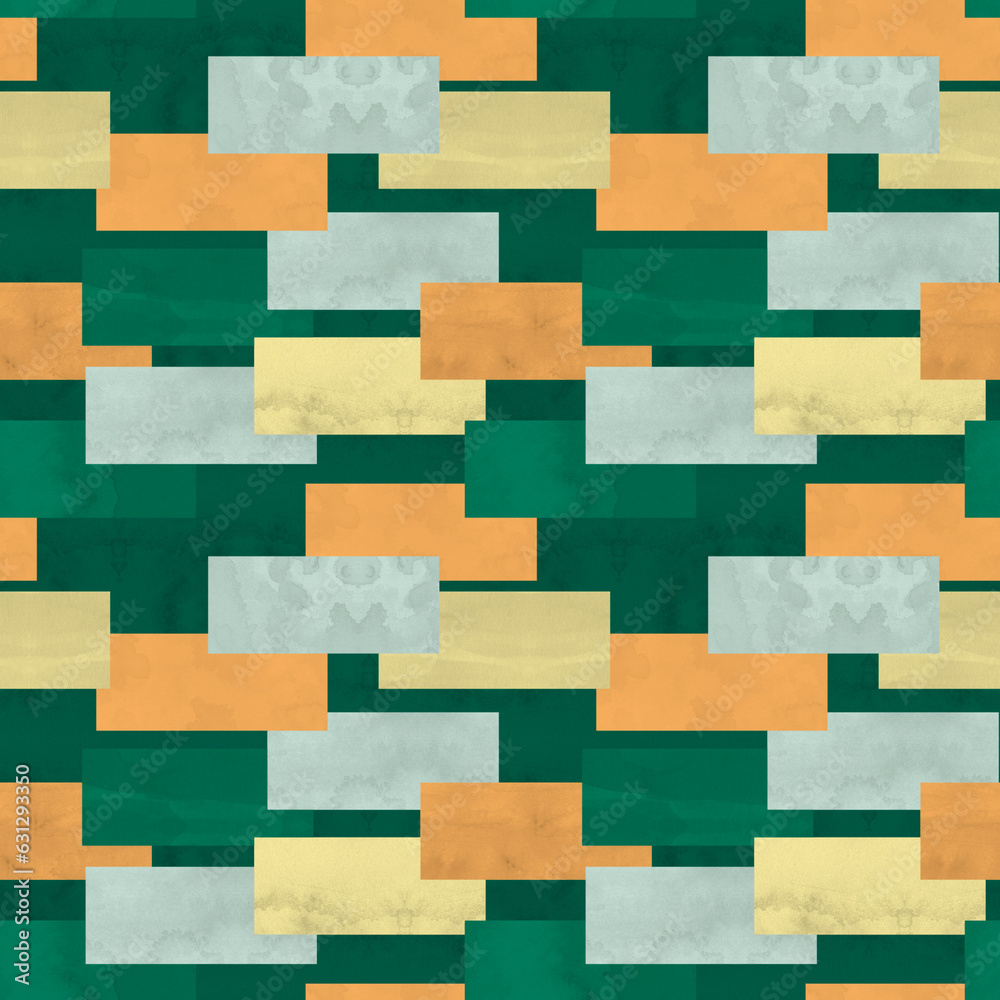 seamless pattern of stacked rectangles in tropical colors