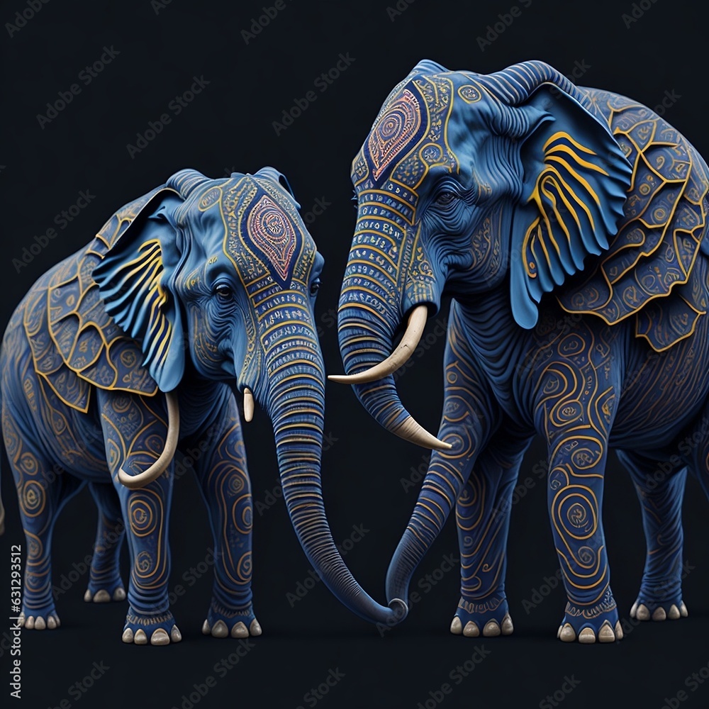Obraz premium Elephant Spirits in Mesmerizing Mandala Universe