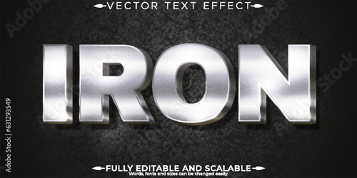 Metallic Iron text effect, editable shiny and elegant text style