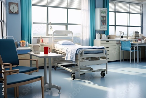 A picture of a hospital office room with a table and chairs in the background, suitable for use as a backdrop.