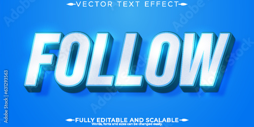 Follow social media text effect, editable business and marketing text style