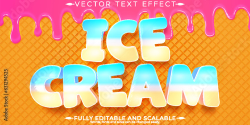 Ice cream text effect, editable candy and waffle text style