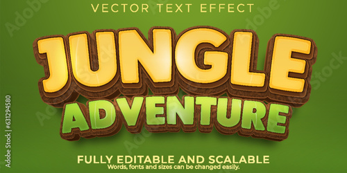 Jungle adventure text effect, editable cartoon and forest text style