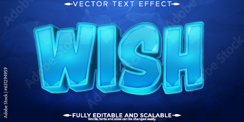 Cartoon wish text effect, editable comic and kids text style