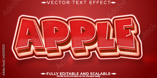 Apple red text effect, editable fruit and natural text style