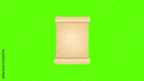 Green screen paper scroll looping open and close animation
