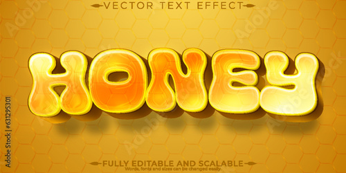 Honey text effect, editable bee and hive font style