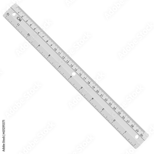 Plastic white ruler isolated