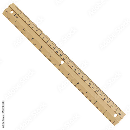 Wooden ruler isolated photo