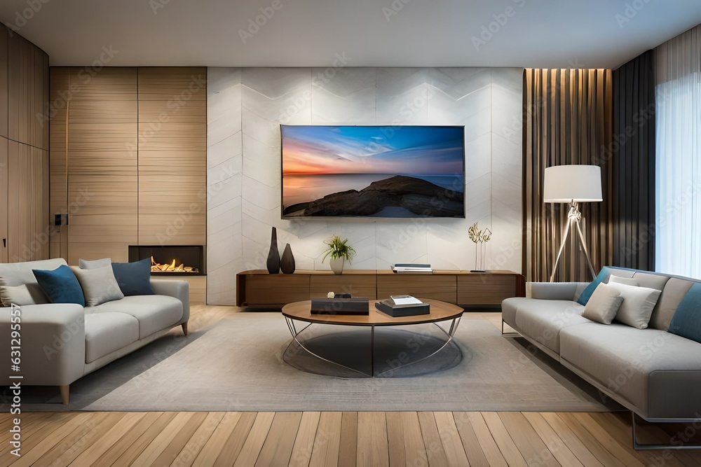 modern living room generated by AI technology 