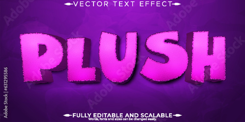 Cartoon plush text effect, editable comic and fun text style