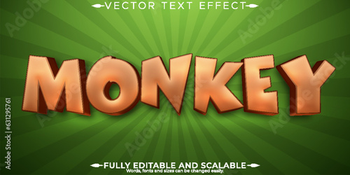 Monkey text effect, editable jungle and wild text style