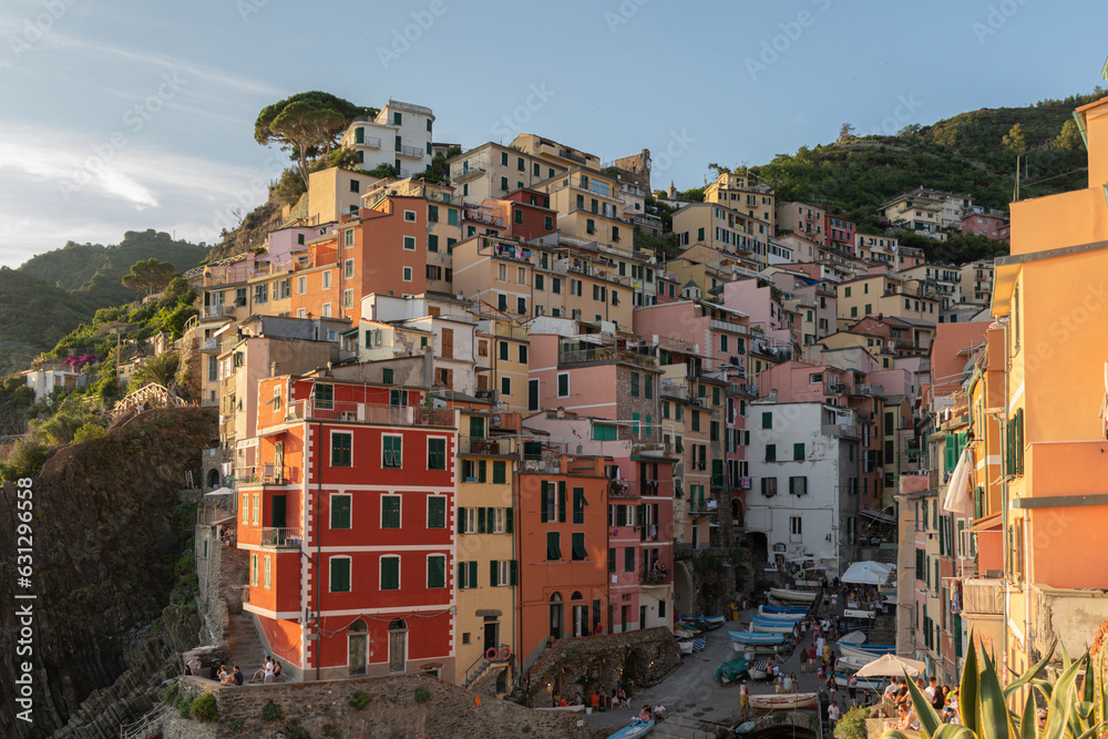 view of the old town. View of riomaggiore in Italy. Colourful villages. Riomaggiore