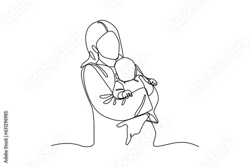 Baby sitter and babies, hand drawn doodles logo. Nanny minimalist concept. isolated vector illustration.