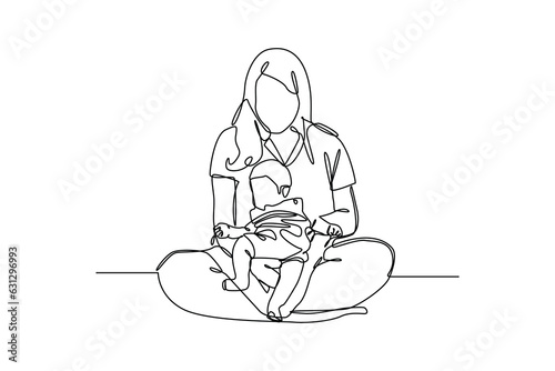 Baby sitter take care of babies, hand drawn doodles logo. Nanny minimalist concept. isolated vector illustration.