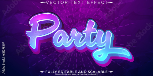 Party text effect, editable club and event text style