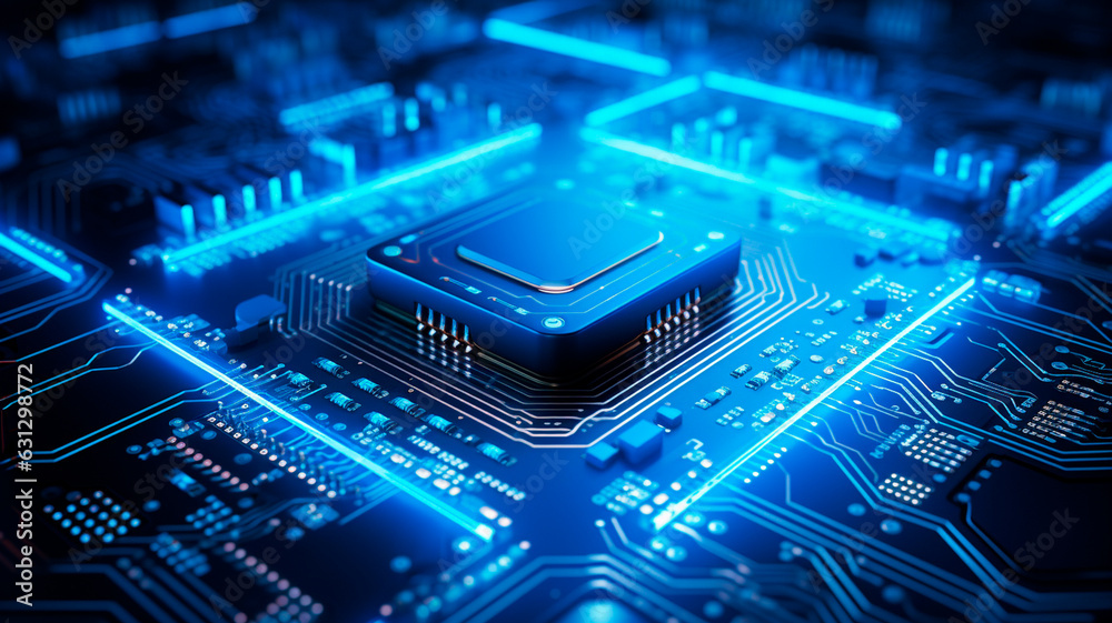 electronic circuit board close up. generative AI electronic circuit board close up. generative AI