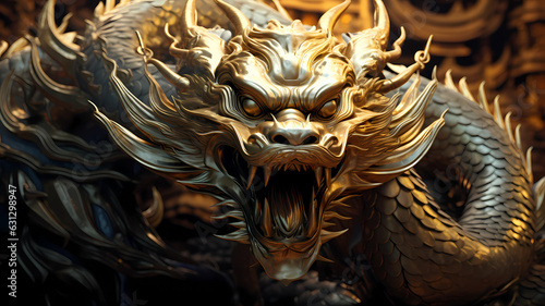 hand drawn beautiful metal texture gold chinese dragon illustration  © 俊后生