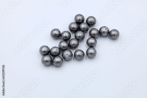 Lead round bullets on grey background
