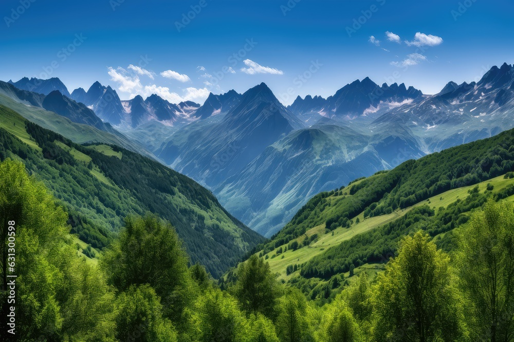 Majestic view of the wild Pyrenees, France., generative IA