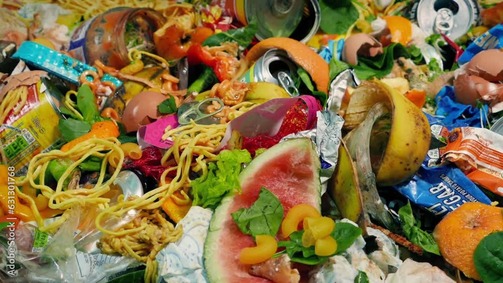 Passing Trash Pile With Mixed Containers And Foods Stock Video Adobe Stock