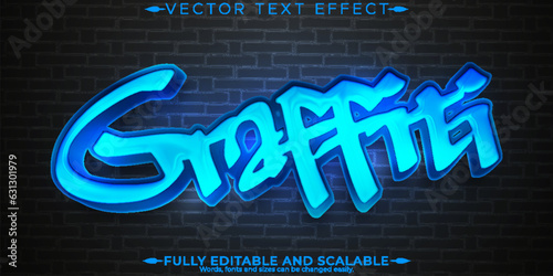 Graffiti text effect, editable blue spray and street text style