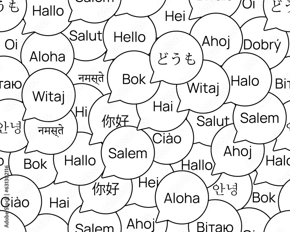 Vetor De Bubble Pattern Hello In Different Languages Learning 