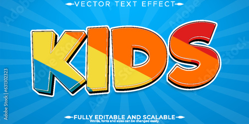 Kids text effect, editable rainbow and cartoon text style
