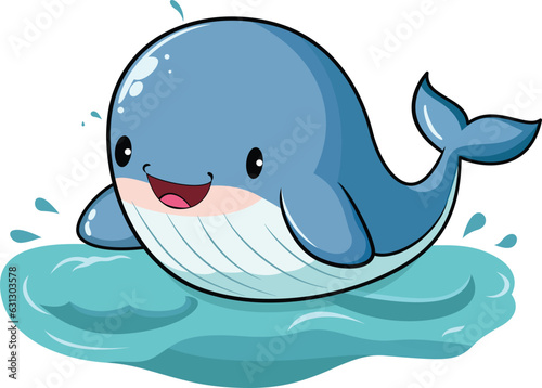 Cute happy whale on water vector illustration happy whale mascot vector image