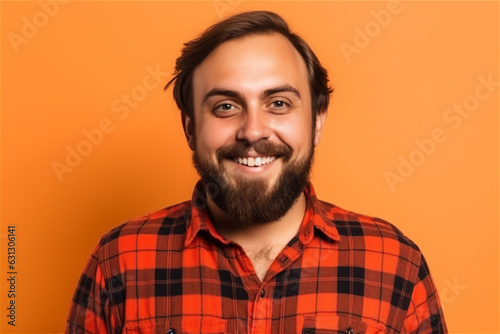 Caucasian young adult man smiling on a yellow background © Loks