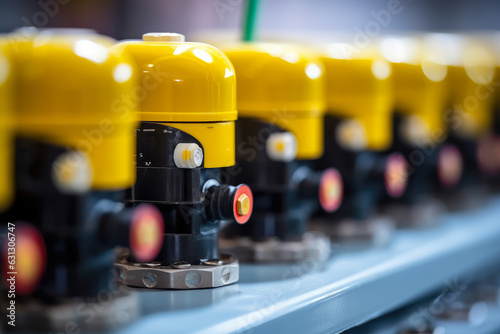 Vibration isolators made of silicone in close-up on an electrical panel against a blurred background photo