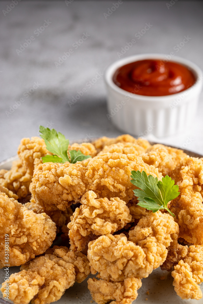 Breaded chicken strips. Chicken fingers. Breaded chicken strips. Chicken fingers.