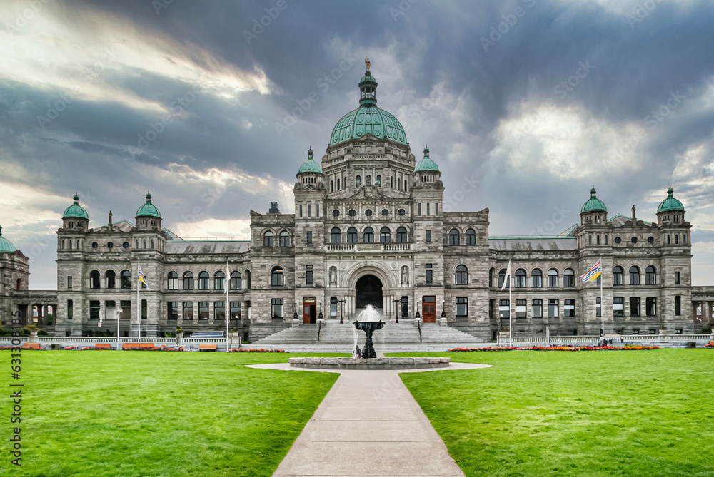 Facade of Parliament Building, Victoria B.C., on a Cloudy Day