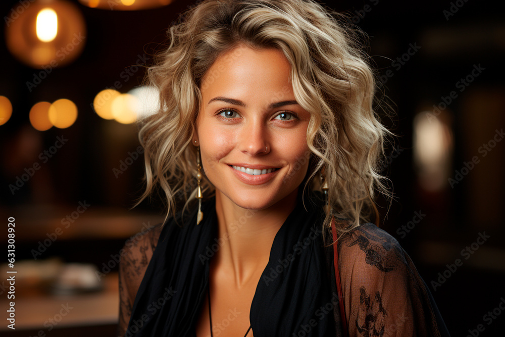 beautiful young woman smiling,ai generative