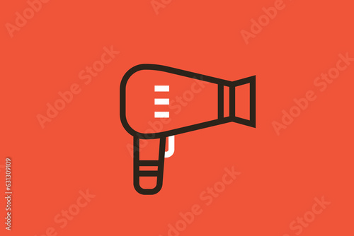 Geometric hair dryer illustration in flat style design. Vector illustration. 