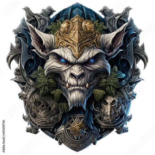 Valokuvatapetti Epic High Fantasy Norse mythology Viking themed logo coat of arms emblem