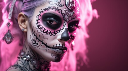 Beautiful model with halloween makeup