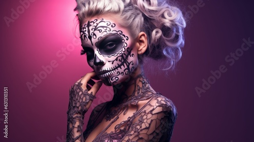 Beautiful model with halloween makeup